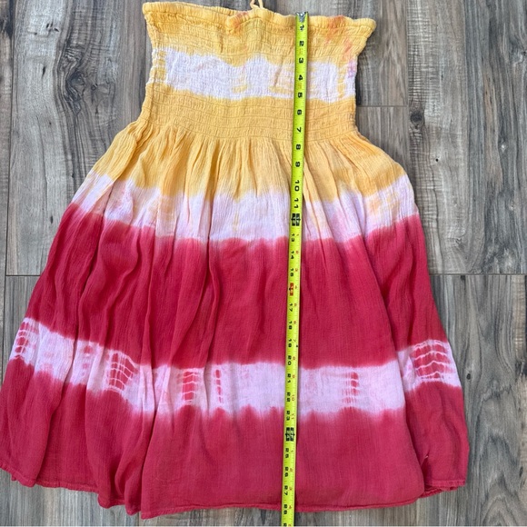 Cleopatra Halter Red Pink Yellow Tie Dye One Size Free Size Spring/Summer Dress - Picture 11 of 11